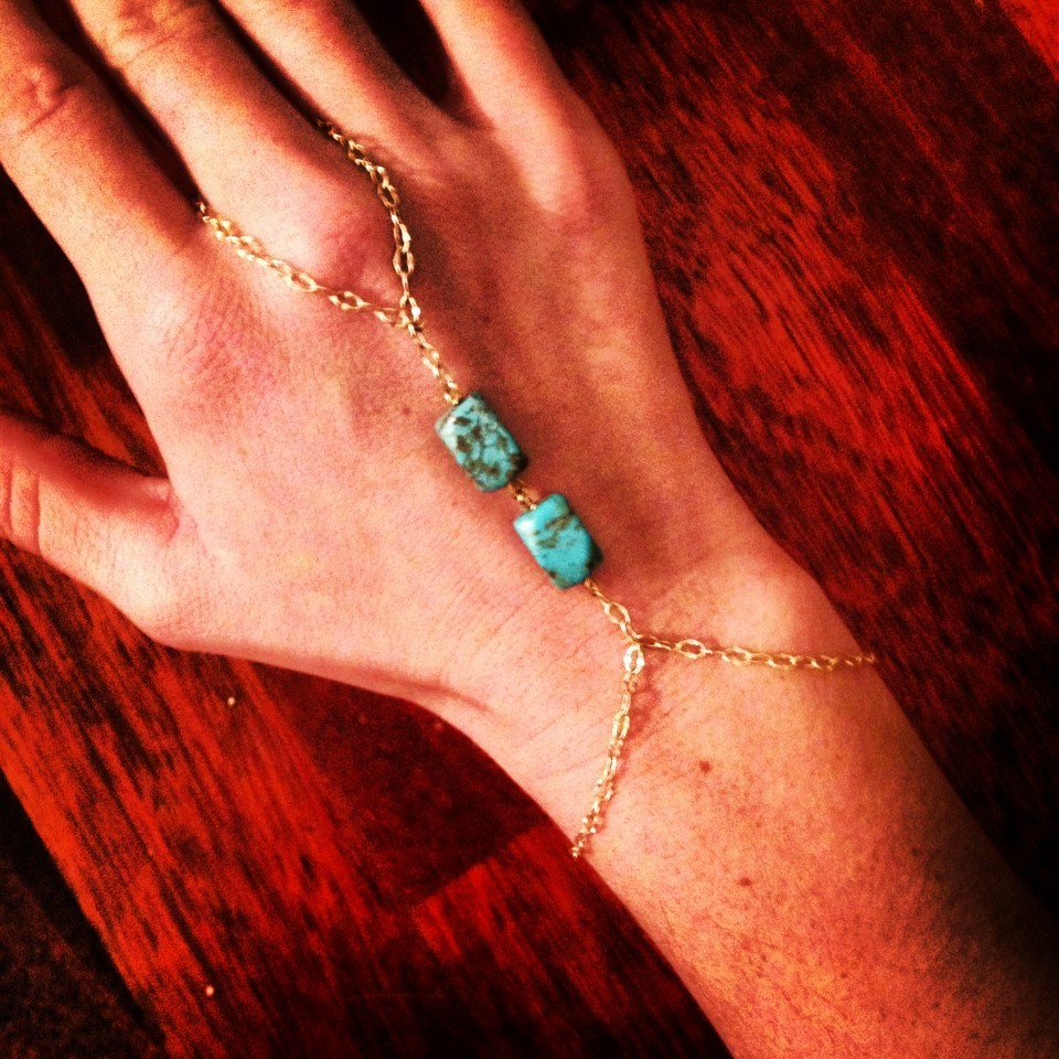 Gold Filled Real Turquoise Hand Jewelry